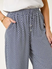 Roman Blue Petite Geometric Wide Leg Trousers - Image 5 of 5