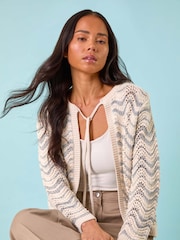 Roman Metallic Petite Wave Knit Cardigan - Image 1 of 5