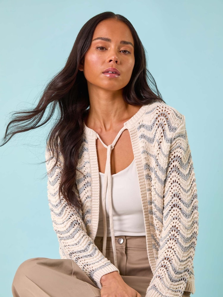 Roman Metallic Petite Wave Knit Cardigan - Image 1 of 5