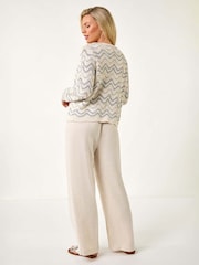 Roman Metallic Petite Wave Knit Cardigan - Image 3 of 5