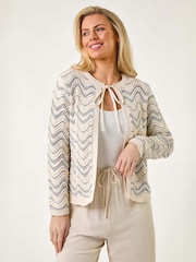 Roman Metallic Petite Wave Knit Cardigan - Image 4 of 5