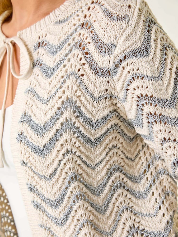 Roman Metallic Petite Wave Knit Cardigan - Image 5 of 5