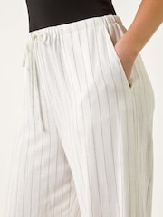 Roman White Petite Linen Elastic Waist Trousers - Image 5 of 5