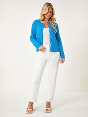 Roman Blue Petite Cable Knit Button Cardigan - Image 2 of 5