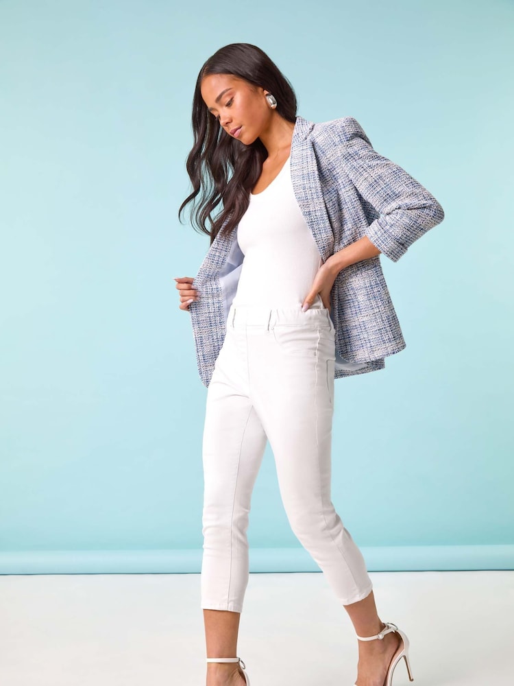 Roman Blue Petite Cuban Collar Jacket - Image 2 of 5 Roman Blue Petite Cuban Collar Jacket - Image 2 of 5