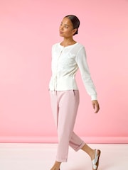 Roman White Petite Floral Button Up 100% Cotton Cardigan - Image 2 of 5