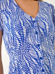 Roman Blue Petite Shirred Waist Button Dress - Image 5 of 5