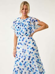 Roman Blue Petite Floral Print Blouson Dress - Image 1 of 5