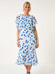 Roman Blue Petite Floral Print Blouson Dress - Image 2 of 5