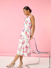 Roman White Petite Floral Cowl Neck Midi Dress - Image 3 of 5