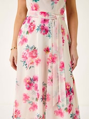 Roman White Petite Floral Cowl Neck Midi Dress - Image 5 of 5