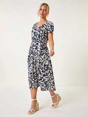 Vestido Roman Petite Floral com cintura franzida - Imagem 2 de 5