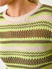 Roman Green Stripe Print Stretch Knit Jumper - Image 5 of 5