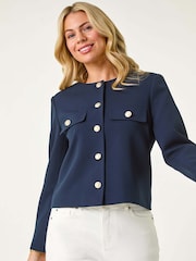 Roman Blue Petite Button Fastening Jacket - Image 1 of 5