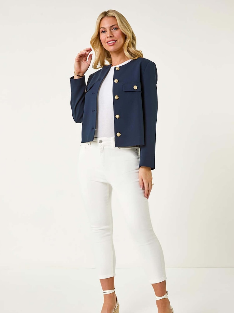 Roman Blue Petite Button Fastening Jacket - Image 2 of 5