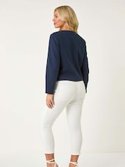 Roman Blue Petite Button Fastening Jacket - Image 3 of 5