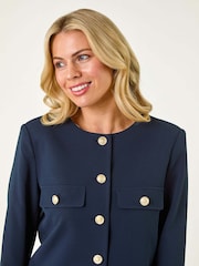 Roman Blue Petite Button Fastening Jacket - Image 4 of 5