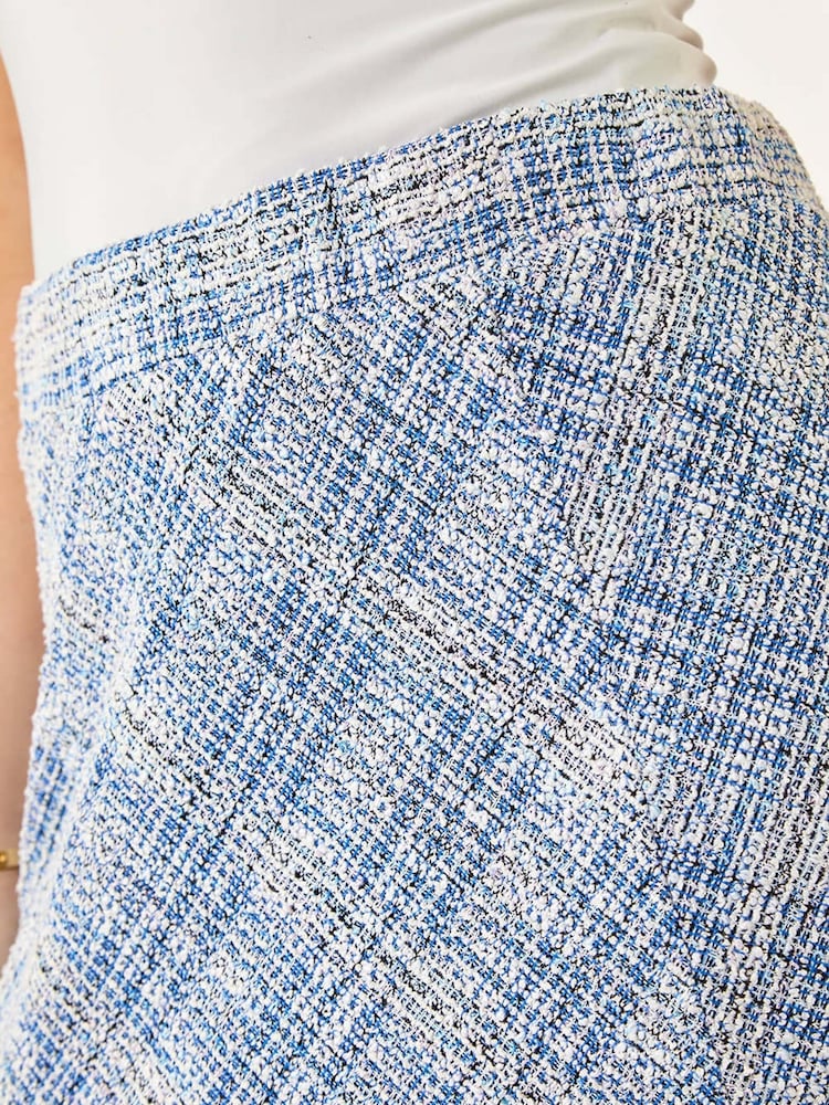 Roman Blue Petite Textured Boucle Midi Skirt - Image 5 of 5