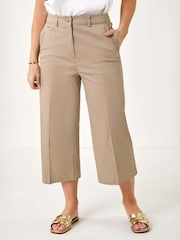 Roman Natural Petite Cotton Culotte Trousers - Image 4 of 5