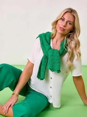 Roman Green Petite Cotton Culotte Trousers - Image 2 of 8