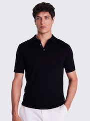 MOSS Black Merino Knitted Polo Shirt - Image 1 of 5