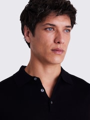 MOSS Black Merino Knitted Polo Shirt - Image 3 of 5