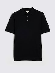 MOSS Black Merino Knitted Polo Shirt - Image 4 of 5