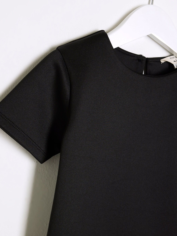 River Island Black Girls Scuba Bow 100% Cotton Dress - Image 4 of 4