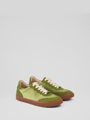 LK Bennett Green Runner Fabric Slim Sole Trainers - Image 2 of 4