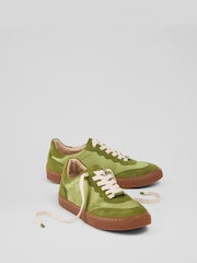 LK Bennett Green Runner Fabric Slim Sole Trainers - Image 3 of 4