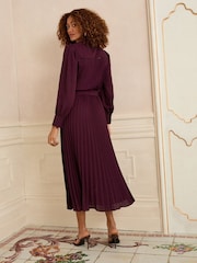 Love & Roses Cherry Red Pleated Midi Dress - Image 3 of 4