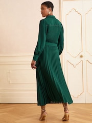 Love & Roses Green Pleated Midi Dress - Image 3 of 4