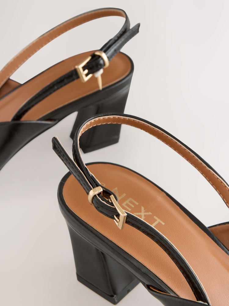 Negro - Forever Comfort® Square Toe Slingback Heels - Imagen 10 de 10