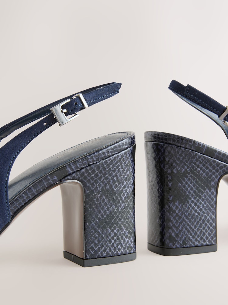 Closed Toe Navy Blue Slingback Low Heel Shoes Buy Navy