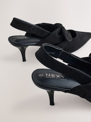 Black Faux Suede Forever Comfort® Pointed Toe Bow Slingback Heels - Image 12 of 12