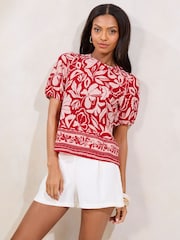 Lipsy blouse met print en pofmouwen - Image 1 of 4