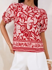 Lipsy blouse met print en pofmouwen - Image 2 of 4