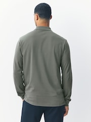 Petrol Green Regular Fit Long Sleeve Pique Polo Shirt - Image 2 of 7