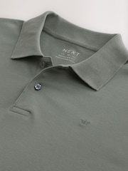 Petrol Green Regular Fit Long Sleeve Pique Polo Shirt - Image 7 of 7