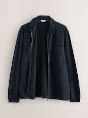 Navy Blue Textured Zip Through Shacket - Image 6 of 8