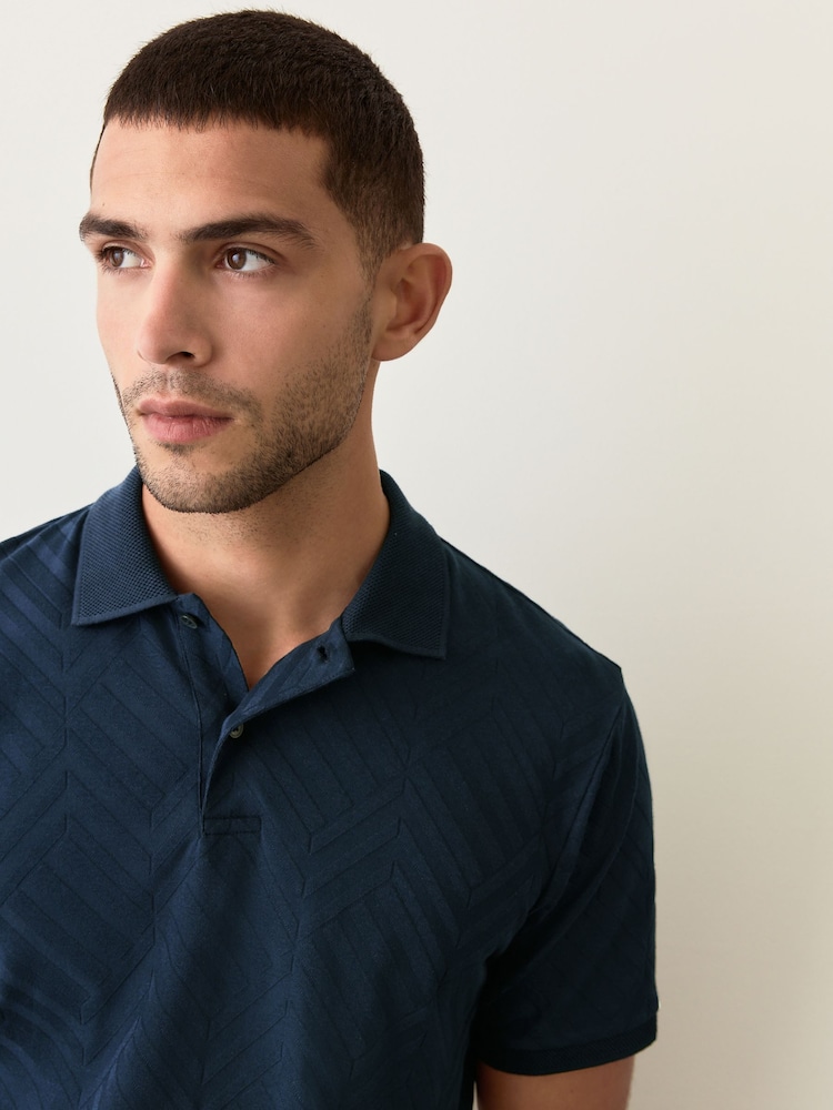 Azul marinho - Ajuste regular - Camisa polo com zíper Smart Quarter - Imagem 1 de 8