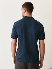 Azul marinho - Ajuste regular - Camisa polo com zíper Smart Quarter - Imagem 3 de 8
