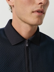 Teal Blue Regular Fit Smart Quarter Zip Polo Shirt - Image 5 of 8