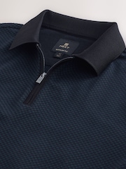 Teal Blue Regular Fit Smart Quarter Zip Polo Shirt - Image 7 of 8