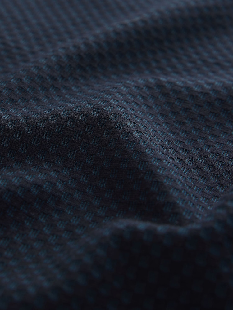 Teal Blue Regular Fit Smart Quarter Zip Polo Shirt - Image 8 of 8 Teal Blue Regular Fit Smart Quarter Zip Polo Shirt - Image 8 of 8