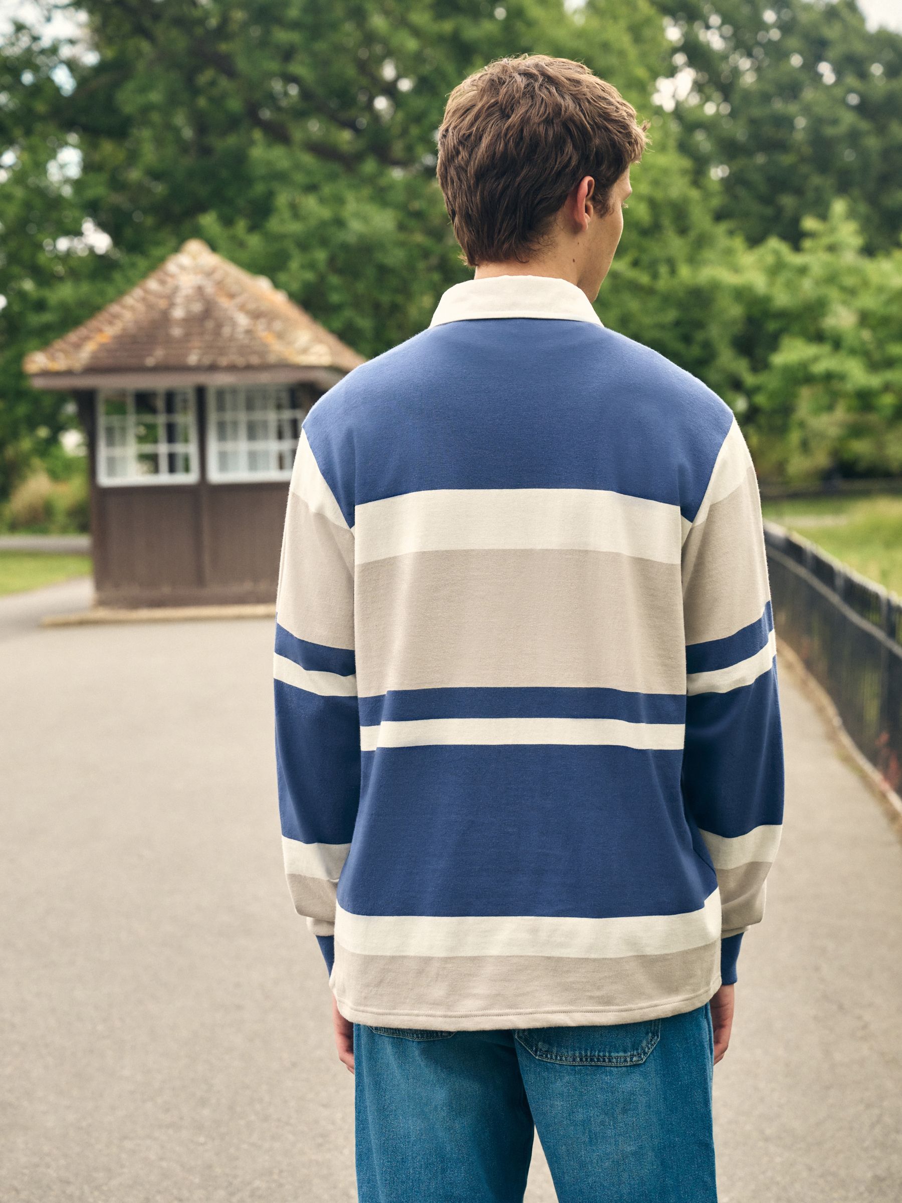 Buy Blue/Neutral Stripe Rugby Shirt from Next Canada