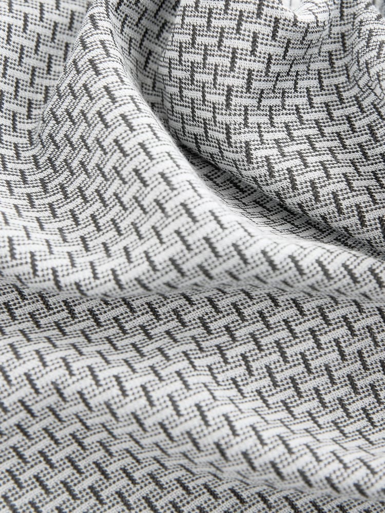 Grey Geo Patterned Zip Through Polo Shirt - Image 7 of 7