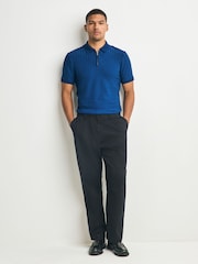 Blue Slim Fit Smart Quarter Zip Polo Shirt - Image 2 of 7