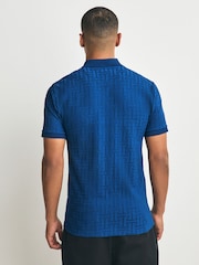 Blue Slim Fit Smart Quarter Zip Polo Shirt - Image 4 of 7