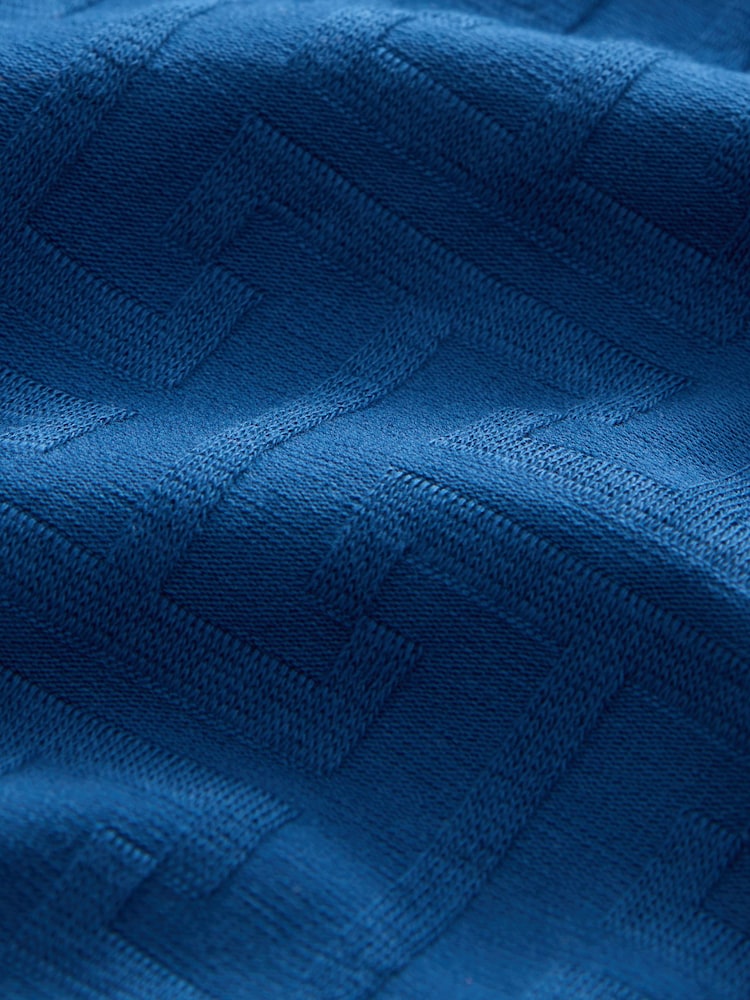 Blue Slim Fit Smart Quarter Zip Polo Shirt - Image 7 of 7